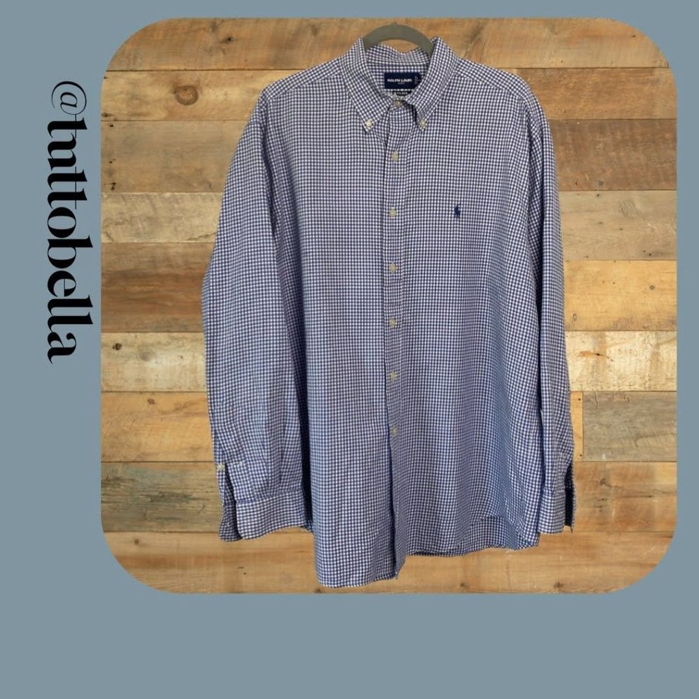 Ralph Lauren Golf "Tilden" Blue Plaid Shirt Size Large